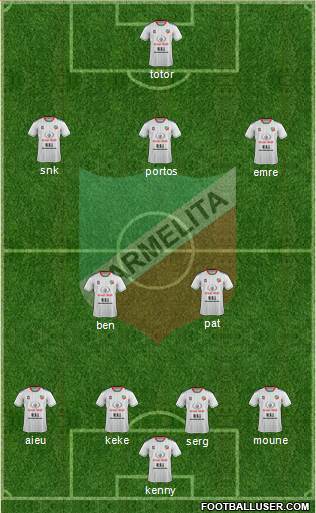 AD Carmelita 4-2-4 football formation