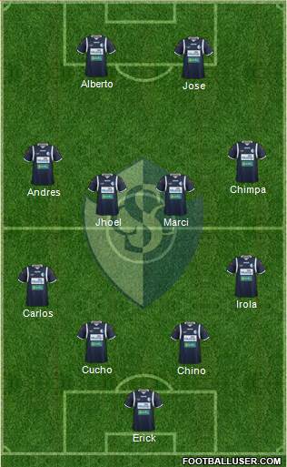 CS Cartaginés 4-4-2 football formation