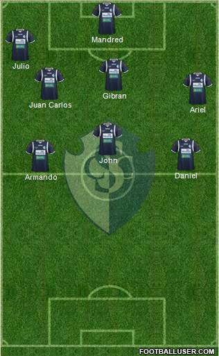 CS Cartaginés 5-4-1 football formation