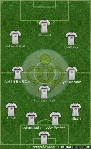 Sepahan Esfahan 4-3-3 football formation