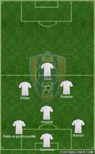 Club Real San Luis 3-4-2-1 football formation