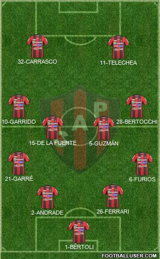 Patronato de Paraná 4-4-2 football formation