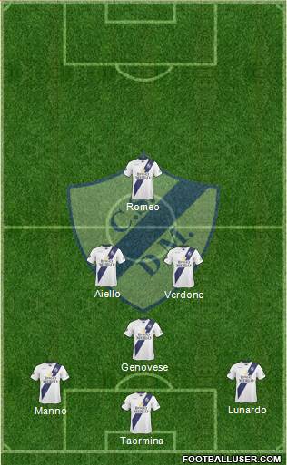 Deportivo Merlo 3-4-1-2 football formation