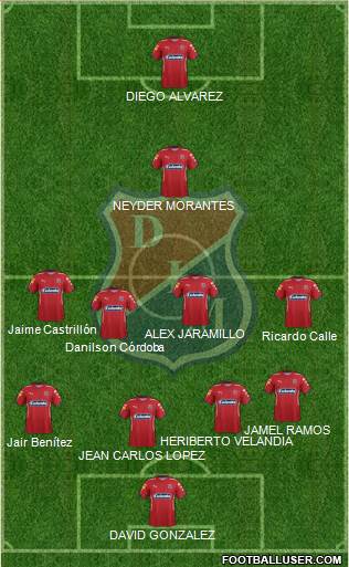 CD Independiente Medellín 4-4-1-1 football formation