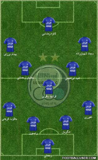 Esteghlal Tehran 4-3-2-1 football formation