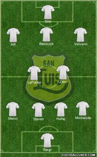 CD San Luis S.A.D.P. 4-1-4-1 football formation