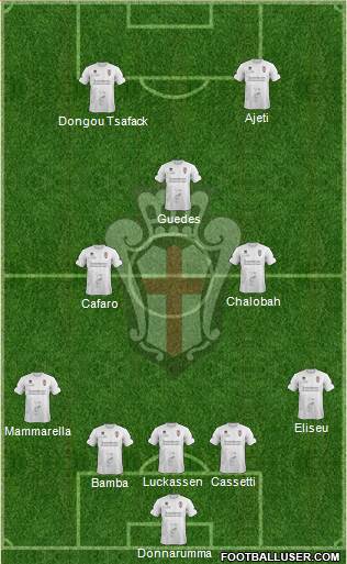 Pro Vercelli 5-3-2 football formation