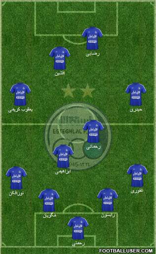 Esteghlal Tehran 4-4-2 football formation