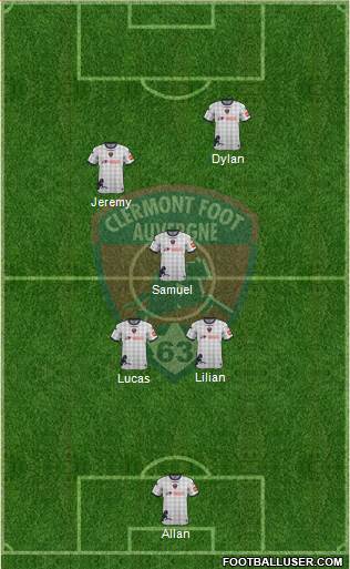 Clermont Foot Auvergne 63 3-4-1-2 football formation