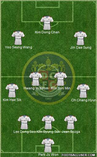 Daejeon Citizen 3-4-3 football formation