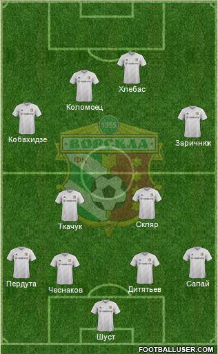 Vorskla Poltava 4-2-2-2 football formation