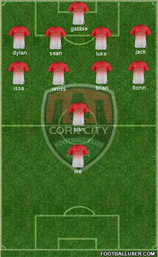 Cork City 4-4-1-1 football formation