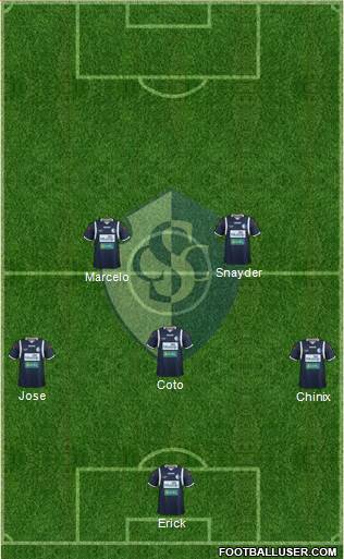 CS Cartaginés 5-4-1 football formation