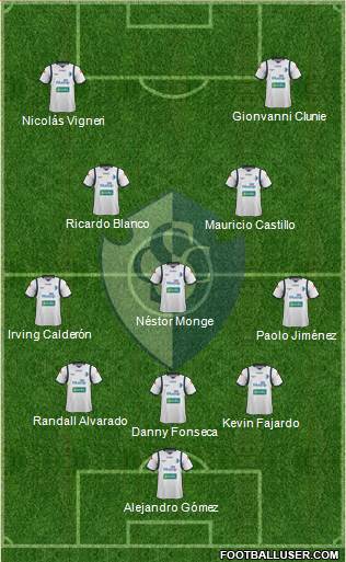 CS Cartaginés 4-3-1-2 football formation