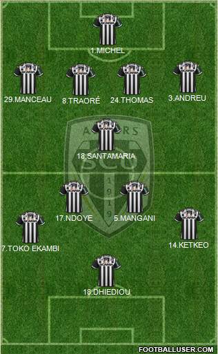 Angers SCO 4-1-3-2 football formation