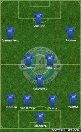 Dnipro Dnipropetrovsk 4-5-1 football formation