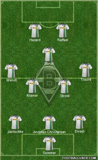 Borussia Mönchengladbach 3-4-1-2 football formation