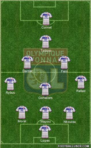 Olympique Lyonnais 3-5-1-1 football formation