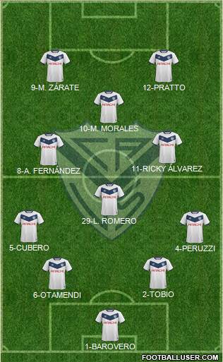 Vélez Sarsfield 4-3-1-2 football formation