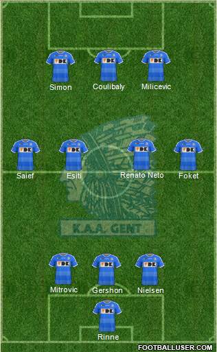 KAA Gent 3-4-3 football formation