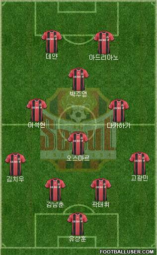 FC Seoul 4-3-1-2 football formation