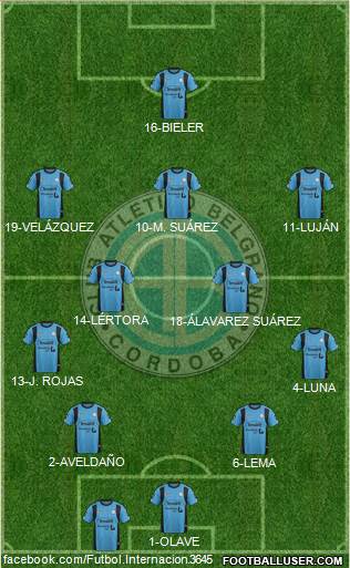 Belgrano de Córdoba 4-2-3-1 football formation