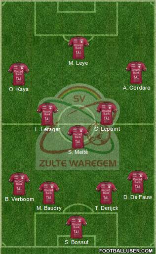 SV Zulte Waregem 4-1-4-1 football formation