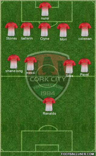 Cork City 5-4-1 football formation