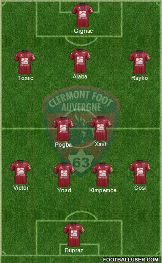 Clermont Foot Auvergne 63 4-2-3-1 football formation