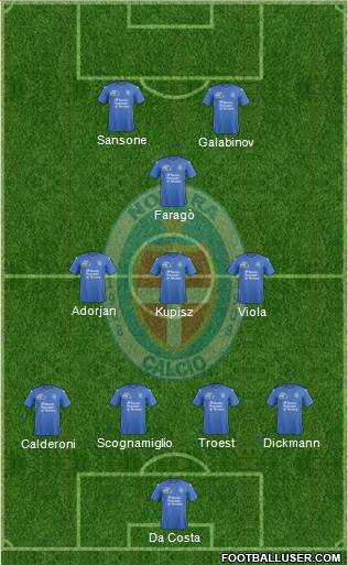 Novara 4-3-1-2 football formation