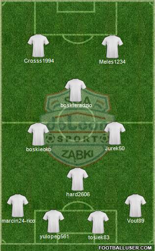 Dolcan Zabki 4-2-1-3 football formation