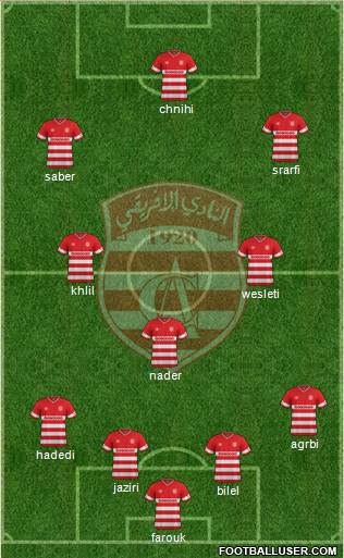 Club Africain Tunis 3-4-1-2 football formation