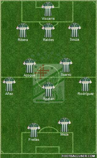 C Oriente Petrolero 3-5-2 football formation