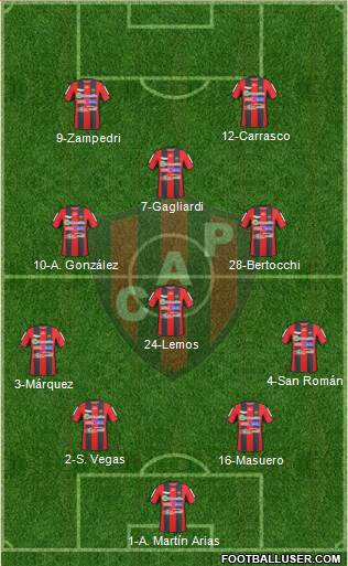 Patronato de Paraná 4-3-1-2 football formation