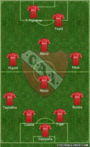 Independiente 4-3-1-2 football formation