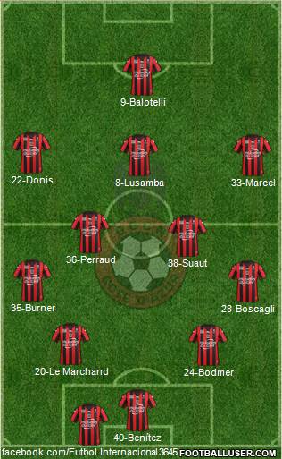 OGC Nice Côte d'Azur 4-2-3-1 football formation