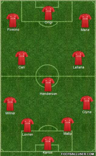 Liverpool 4-3-3 football formation