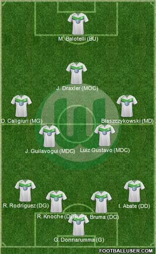 VfL Wolfsburg 4-5-1 football formation