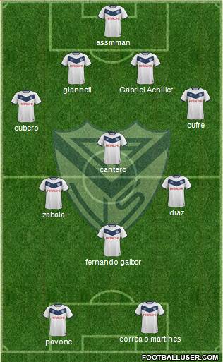 Vélez Sarsfield 4-3-1-2 football formation