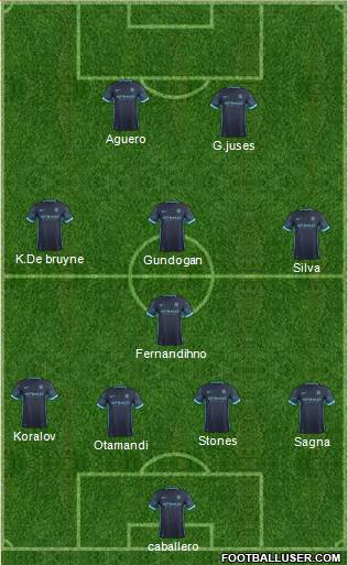 Manchester City 4-4-1-1 football formation