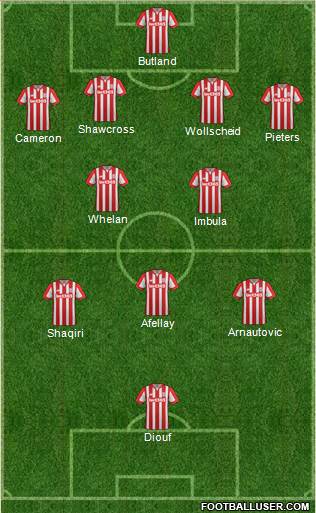 Stoke City 4-2-3-1 football formation