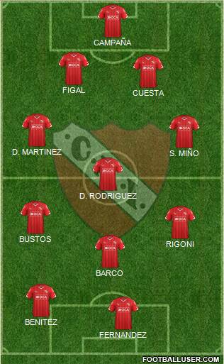 Independiente 4-3-1-2 football formation