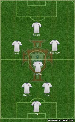 Portugal 4-4-1-1 football formation