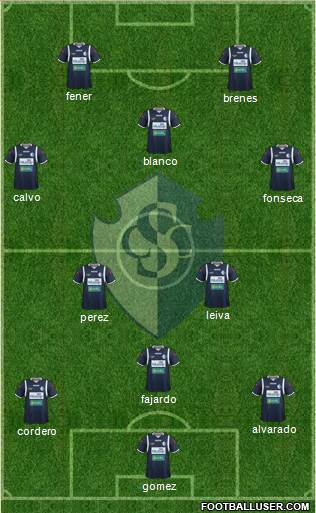CS Cartaginés 4-1-3-2 football formation