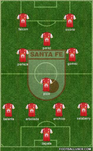 Santa Fe CD 4-1-4-1 football formation