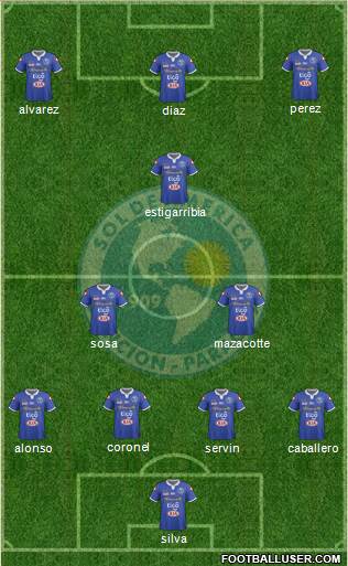 C Sol de América 4-1-3-2 football formation