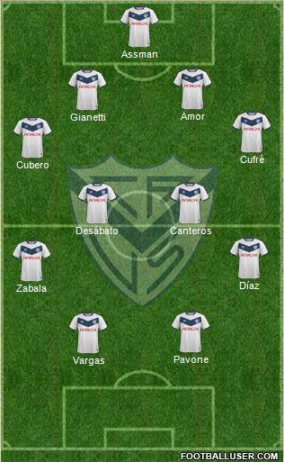 Vélez Sarsfield 4-4-2 football formation