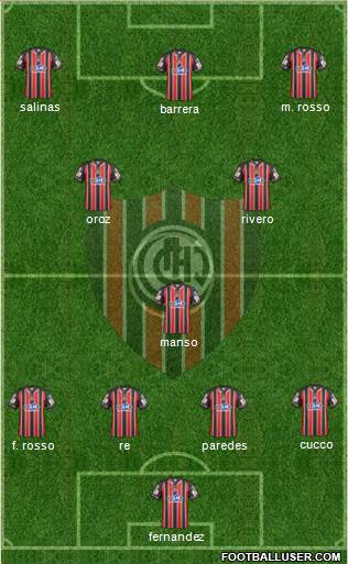 Chacarita Juniors 4-1-3-2 football formation