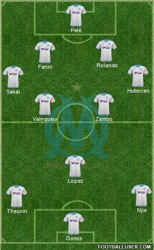 Olympique de Marseille 4-4-1-1 football formation