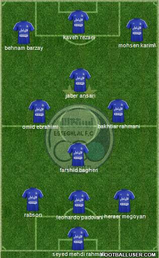 Esteghlal Tehran 4-3-3 football formation